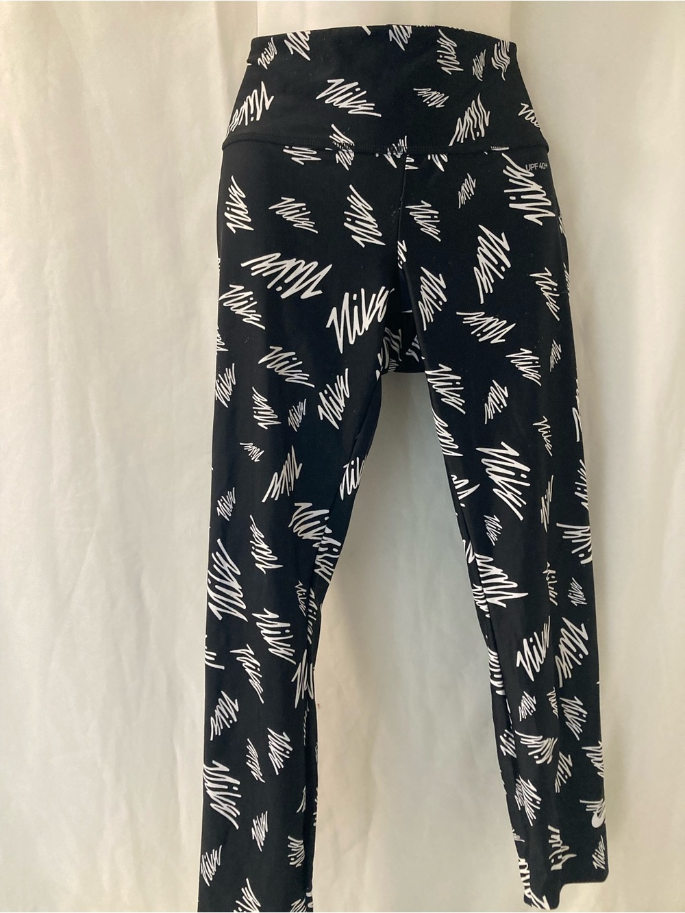 Nike Swim Black White Logo Print Leggings Athletic Pants Small